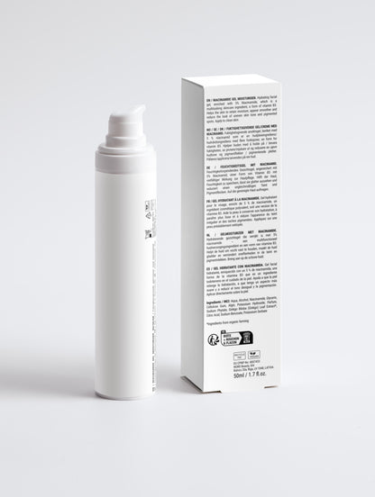 Hydrating Facial Gel with Niacinamide (Vitamin B3) behind